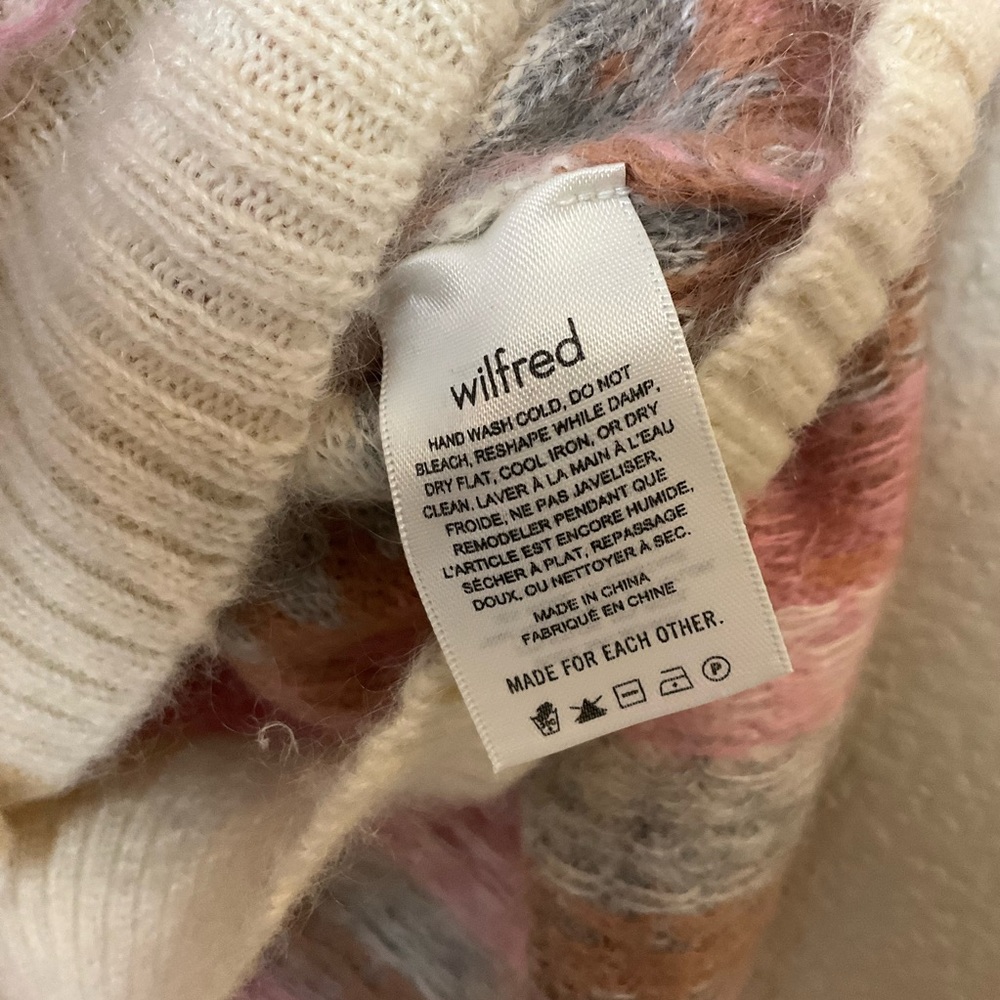 Aritzia Wilfred Cadence Cardigan Sweater Cropped Striped Pink Mohair Wool - Picture 6 of 8